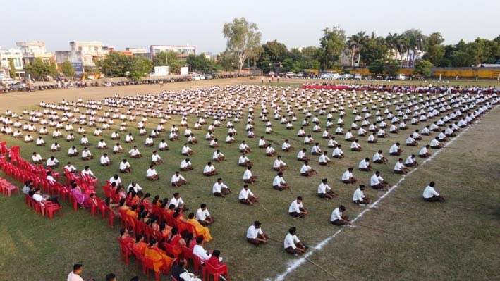 बांसवाड़ा के तलवाड़ा में आयोजित हुआ आरएसएस का भव्य पथ संचलन