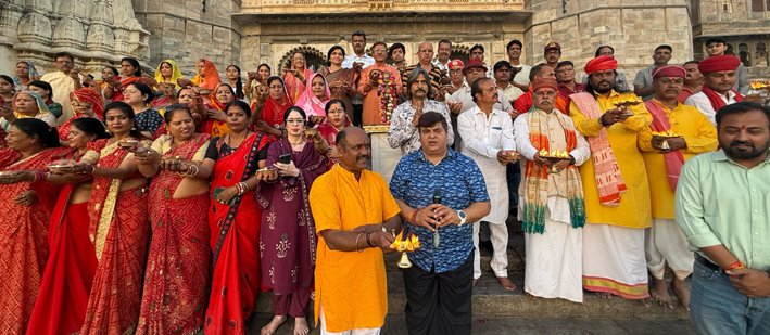 बजरंग सेना मेवाड़ की गणगौर घाट पर पवनपुत्र पिछोला आरती संपन्न