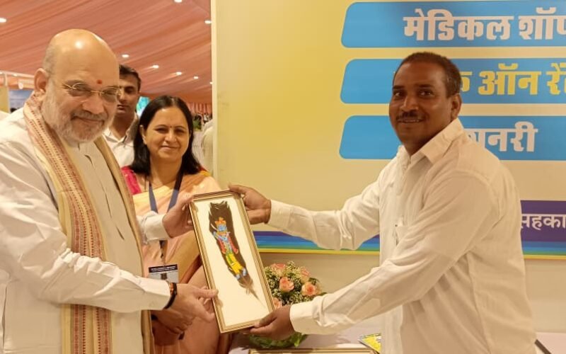 पंख पर अद्भूत चित्रकारी देख अभिभूत हुए गृहमंत्री