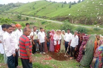 ग्राम पंचायत, सेवा मन्दिर व समुदाय के आपसी सहयोग से पौध रोपण