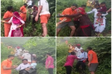 मातर माता मंदिर में बाढ़ में फंसे 290 श्रद्धालु, SDRF ने 4 घंटे में बचाया
