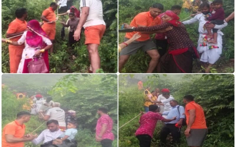 मातर माता मंदिर में बाढ़ में फंसे 290 श्रद्धालु, SDRF ने 4 घंटे में बचाया
