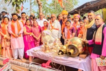 नंदनी माता के नवीन मंदिर पर शनिवार को  शिखर, गणेश मूर्ति व ध्वजदंड की स्थापना