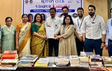 रोटरी क्लब उदयपुर वसुधा द्वारा महाराणा प्रताप एयरपोर्ट के प्रस्थान क्षेत्र में पुस्तकालय स्थापित