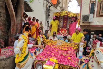 मंशापूर्ण हनुमानजी की निकली 1111 मीटर लंबी पाग शोभायात्रा