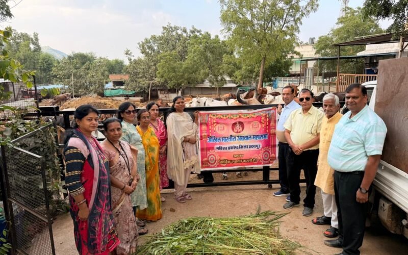 अखिल भारतीय अग्रवाल महासभा जिला महिला प्रकोष्ठ ने गौ शाला में हरा चारा खिलाया